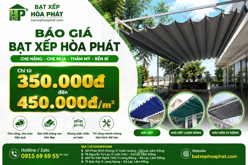 Báo giá bạt che nắng mưa Hòa Phát 2026
