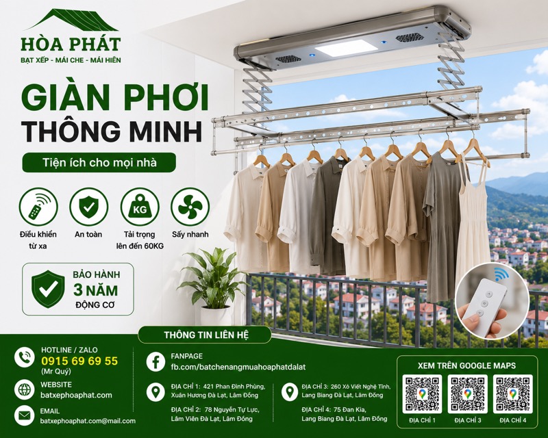 Lắp đặt giàn phơi thông minh Đà Lạt