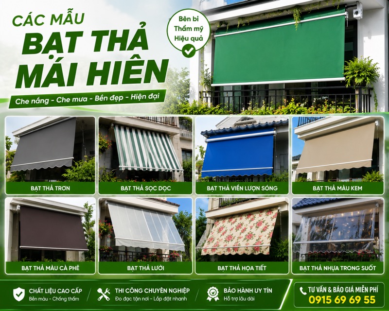 Các mẫu bạt thả mái hiên đẹp