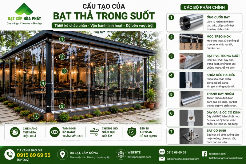 Cấu tạo của bạt thả trong suốt