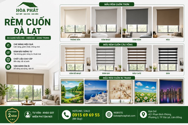 Các mẫu rèm cuốn phổ biến