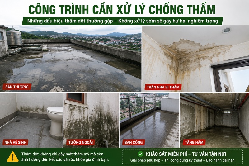 Công trình cần xử lý chống thấm