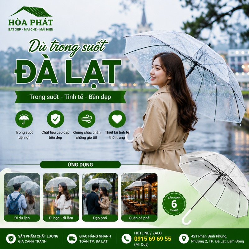 Dù trong suốt tại Đà Lạt