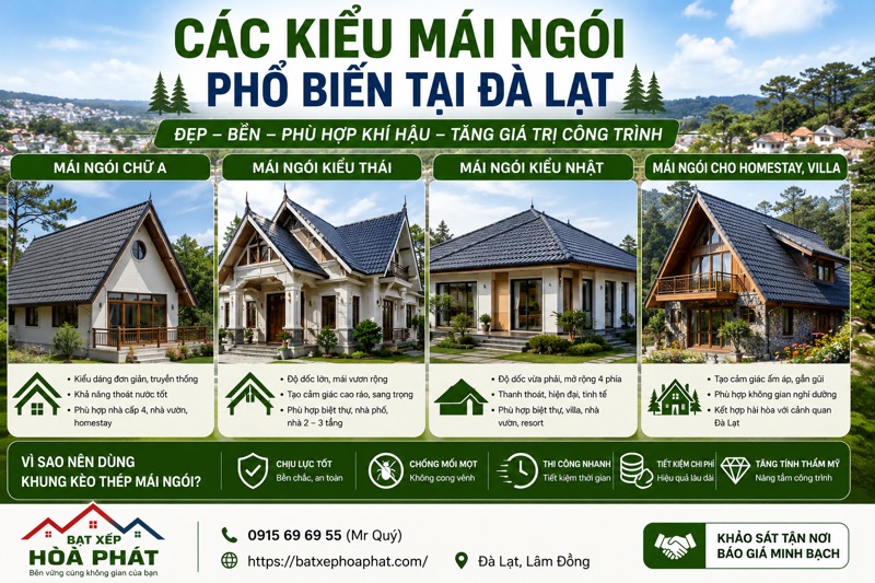 Các kiểu mái ngói phổ biến Đà Lạt