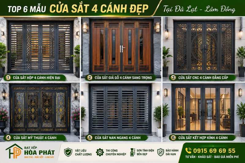 Top 6 mẫu cửa sắt 4 cánh đẹp