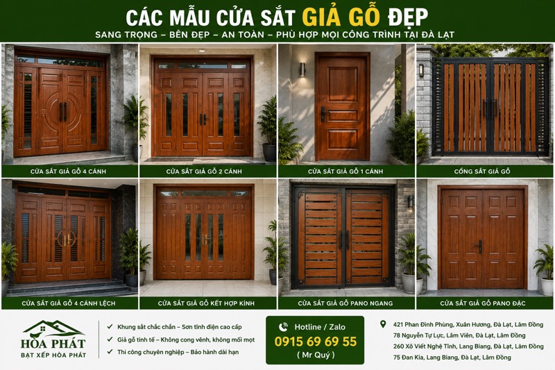 Các mẫu cửa sắt giả gỗ đẹp