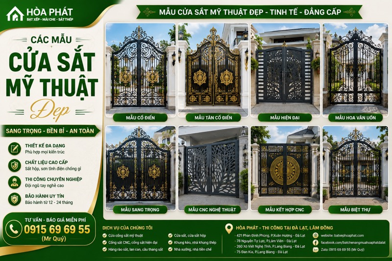 Các mẫu cửa sắt mỹ thuật đẹp