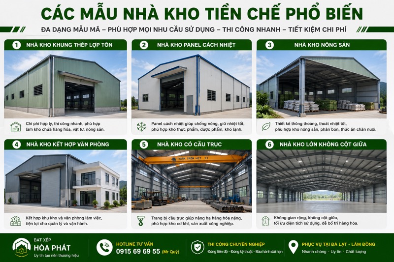 Các mẫu nhà kho tiền chế phổ biến