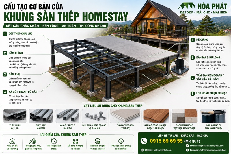 Cấu tạo khung sàn thép cho Homestay