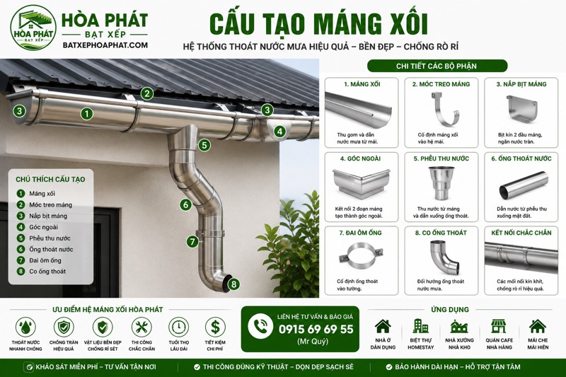 Cấu tạo máng xối nước