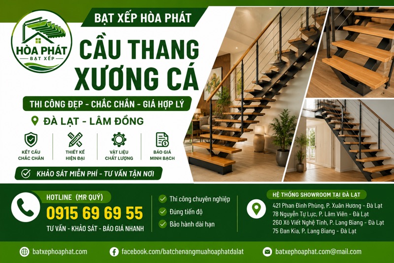 Thi công cầu thang xương cá Đà Lạt