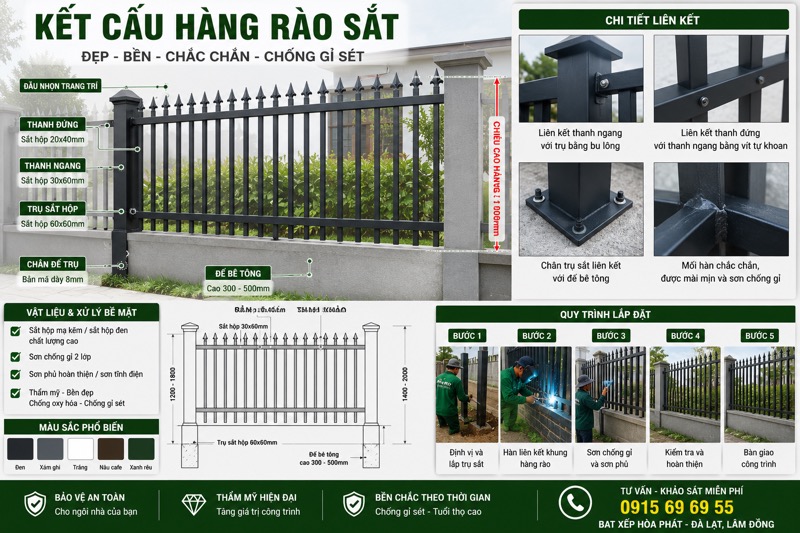 Kết cấu hàng rào sắt Đà Lạt
