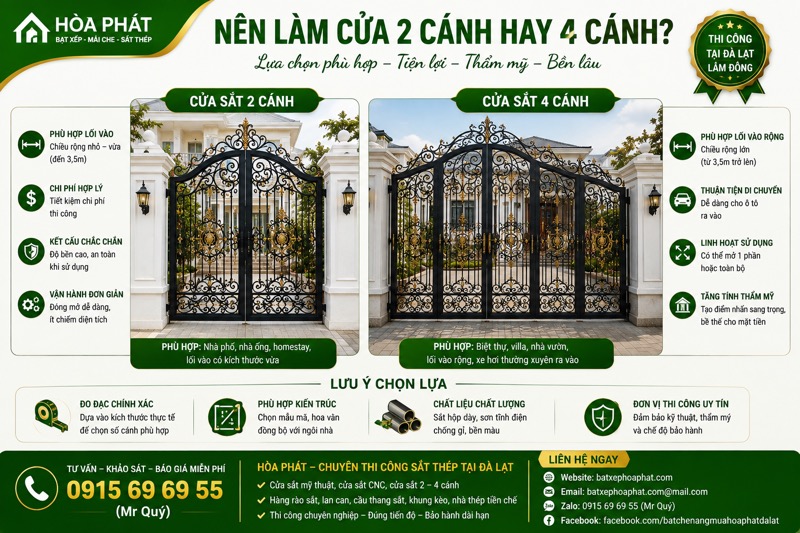 Nên làm cửa 2 cánh hay 4 cánh