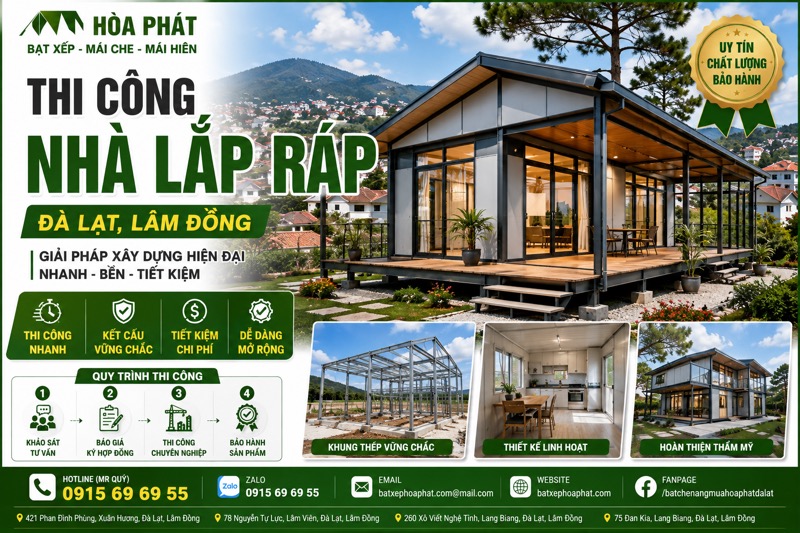 Thi công nhà lắp ráp Đà Lạt