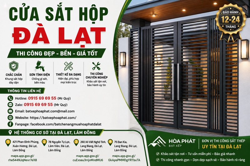 Thi công cửa sắt hộp Đà Lạt