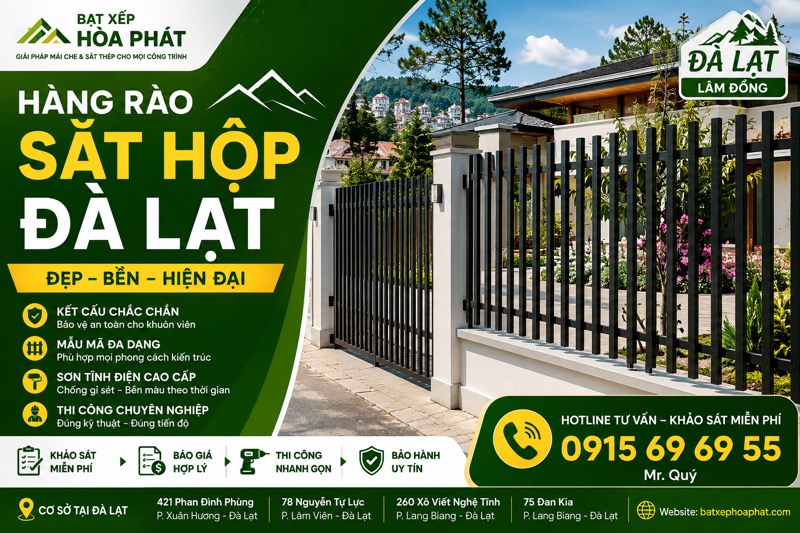 Hàng rào sắt hộp đẹp, chắc chắn