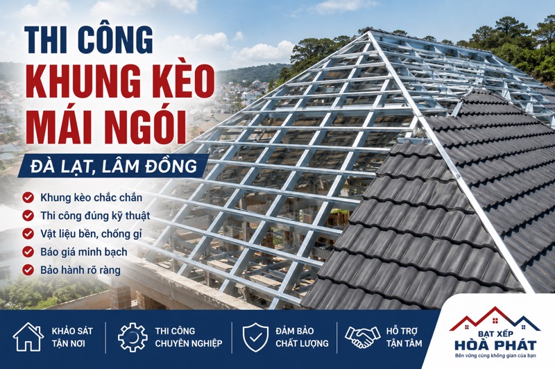 Thi công khung kèo mái ngói Đà Lạt