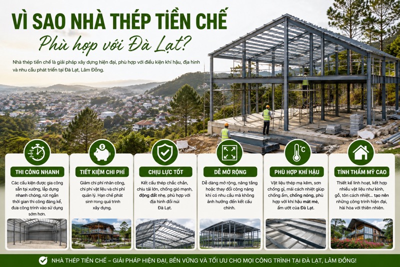 Vì sao nhà thép tiền chế phù hợp với Đà Lạt