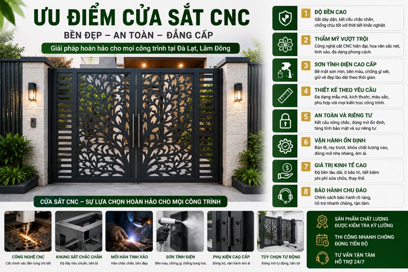 Ưu điểm cửa sắt CNC Đà Lạt