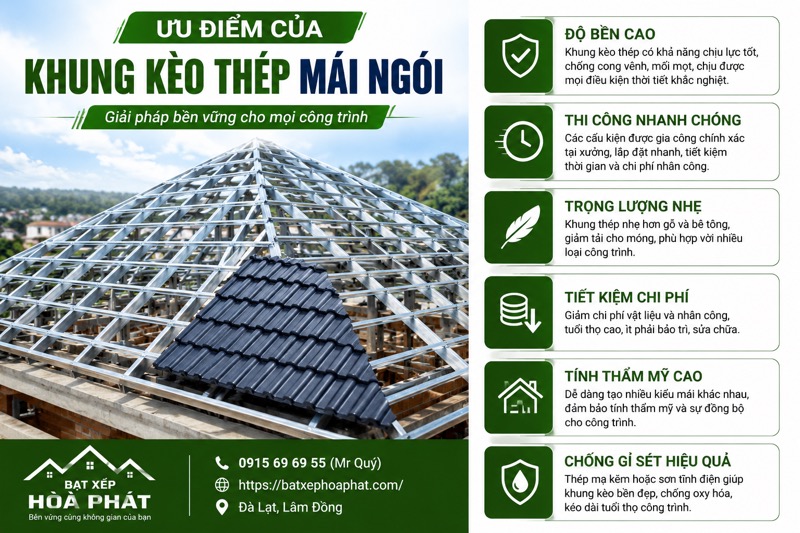 Ưu điểm của khung kèo mái ngói