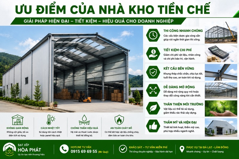 Ưu điểm của nhà kho tiền chế
